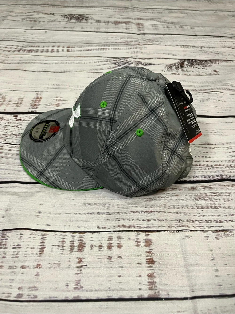 Under Armour UA Performance grey plaid stretch-fitted Golf hat Size LG/XL